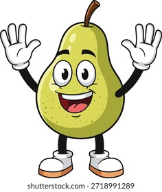 Divertidos personajes de dibujos animados de diferentes frutas con caras sonrientes y poses animadas. Alegría, fruta, comida, saludable, en forma, fresco