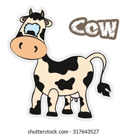 Fun Cartoon Cow, Vector Illustration