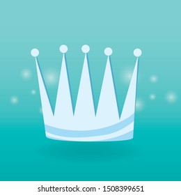  Fun cartoon crown with decoration elements on background. Yellow diadem for princess and queens on background.
