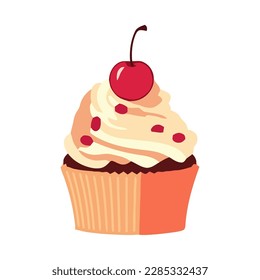 Fun cartoon cupcakes with candy decorations icon isolated