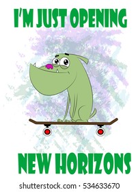 Fun cartoon dog on skateboard. Vector illustration
