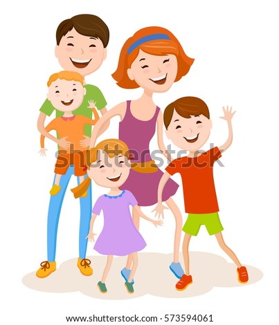  Fun Cartoon Family Colorful Stylish Clothes Stock Vector 
