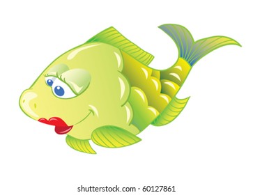 Fun cartoon fish isolated on white