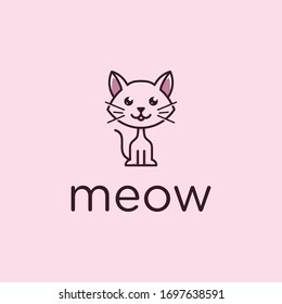 Fun, cartoon, friendly, minimalist cat logo