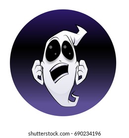 Fun cartoon ghost. Halloween style vector illustration