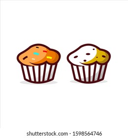 fun cartoon muffin cake and bakery illustration 