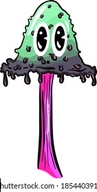 Fun Cartoon Mushroom Toadstool Character Vector Illustration