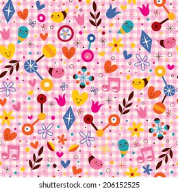 fun cartoon nature seamless pattern