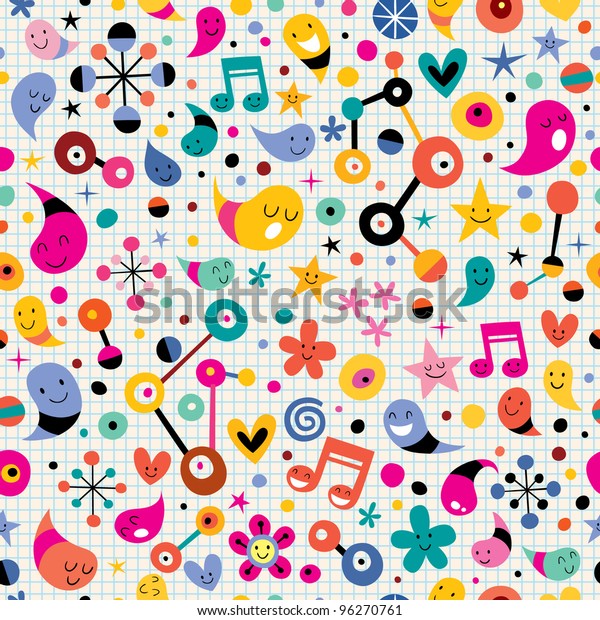 Fun Cartoon Pattern Stock Vector (Royalty Free) 96270761