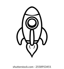 fun cartoon of rocket isolated drawing line art style sketch classic vintage design illustration