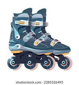 Fun cartoon roller skating icon isolated