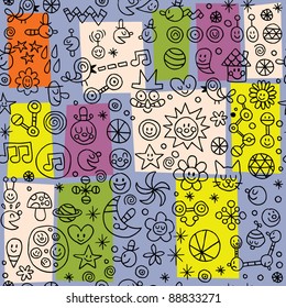 fun cartoon seamless retro pattern