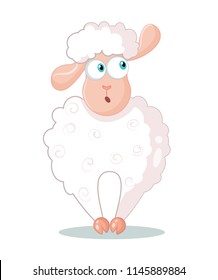 Fun cartoon sheep, vector illustration