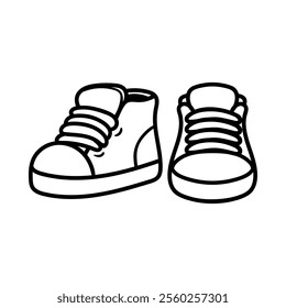 fun cartoon of shoes isolated drawing line art style sketch classic vintage design illustration