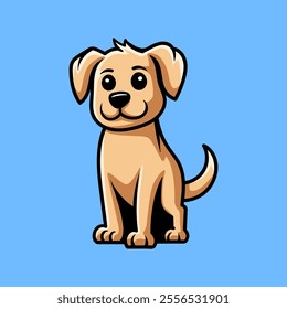 fun cartoon of sitting dog character isolated drawing line art style sketch classic vintage design illustration