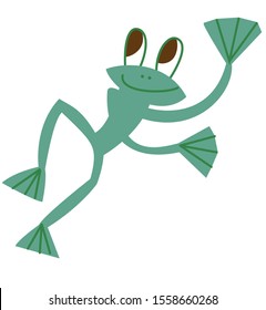 fun cartoon style jumping frog. Vector illustration.
