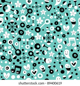 fun cartoon turquoise blue pattern