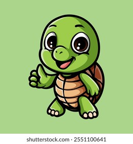 fun cartoon of turtle character isolated drawing line art style sketch classic vintage design illustration