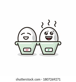 caricatura divertida de un vector de diseño de dos ilustraciones de huevos