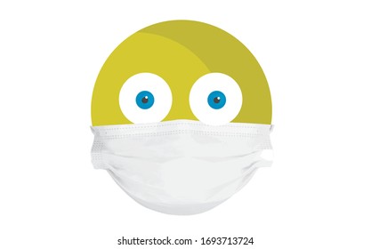 Fun cartoon using mask. Pandemic virus. Coronavirus, covid-19, 2019-ncov. Isolated on white background.