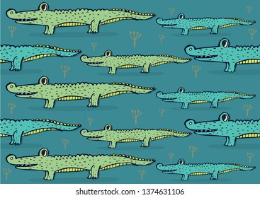 Fun Cartoon, Vektorgrafik mit süßem Krokodil 