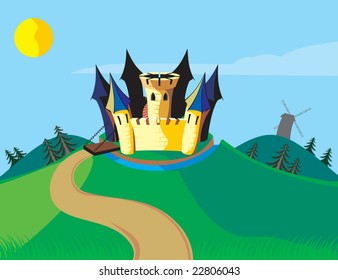 Fun castle. Vector illustration