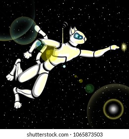 Fun cat astronaut in space.