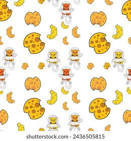 Fun Katze Astronaut im Weltraum nahtlose Muster. In: Vector Cartoon Charters. Bearbeitbare Vektorgrafik.
