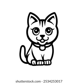 fun cat cartoon character drawing coloring line art style sketch classic vintage design illustration