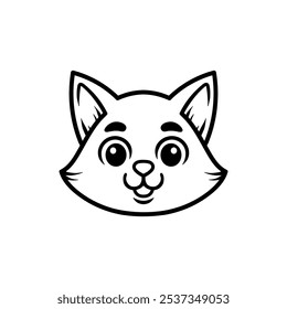 fun cat head cartoon drawing coloring line art style sketch classic vintage design illustration