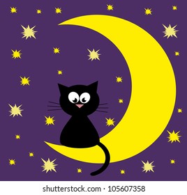 Fun Cat Siting On Moon Vector Stock Vector (Royalty Free) 105607358 ...