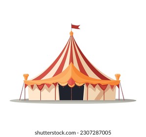 Fun celebration in traditional carnival tent event isolated