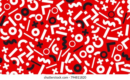 fun and chaos geometric seamless pattern. dynamic repeatable motif for fabric, wrapping paper, background, web and print.