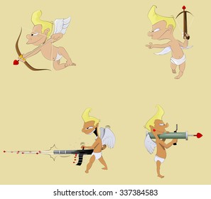Fun character cupid sticker. Angel character design. In love concept, Valentine day character design. Vector cartoon illustration