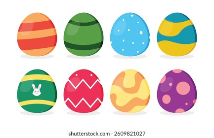 Fun and cheerful collection of multicolored Easter eggs, ideal for cards and invitations