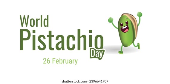 Una divertida y alegre pistola con brazo para celebrar el Día Mundial de la Pistachio celebrado el 26 de febrero, tonos verdes y marrones con fondo blanco.