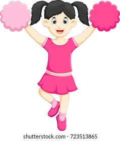 fun cheerleader cartoon posing with pompom