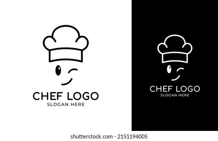 Fun chef logo design. A character with delicious expression for restaurant identity