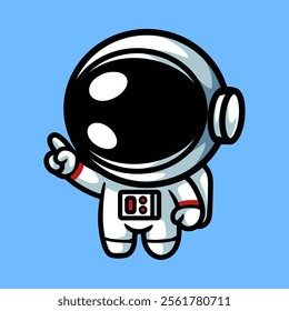 fun chibi astronaut cartoon isolated colored drawing line art style sketch classic vintage design illustration