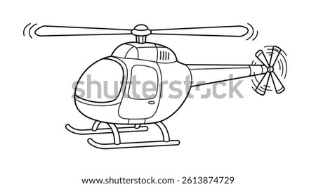 Fun Chibi Helicopter Coloring Sheet with Rotor Blades - Easy Kids Outline Aircraft Art