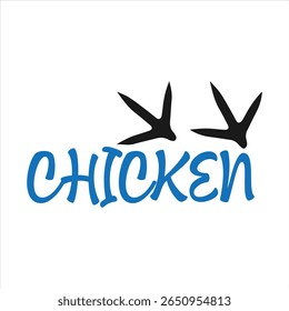 Fun Chicken Graphic Featuring Chicken Text and Two Chicken Footprints a Playful and Farm-Inspired Design