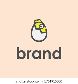 Fun chicken hatch from egg logo template