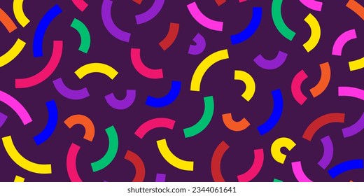 Fun childish seamless pattern with squiggly line. Doodle geometric background for kid birthday party, creative scribble repeat texture in modern style, vector illustration.