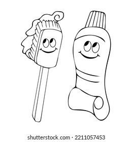 Fun children's toothpaste and toothbrush. Contour work