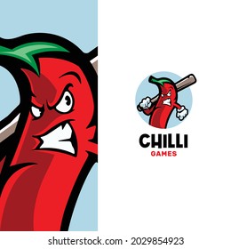 Fun Chilli Sports Mascot Cartoon Character Logo