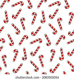 Fun christmas candy seamless pattern on a white background