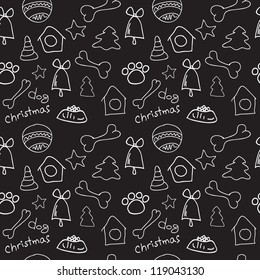 Fun Christmas Dog Seamless Black And White Pattern Background