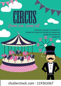 fun circus card. vector illustration