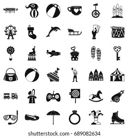 Fun circus icons set. Simple style of 36 fun circus vector icons for web isolated on white background