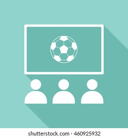 Fun Club vector icon with long shadow. White illustration isolated on green background for graphic and web design.